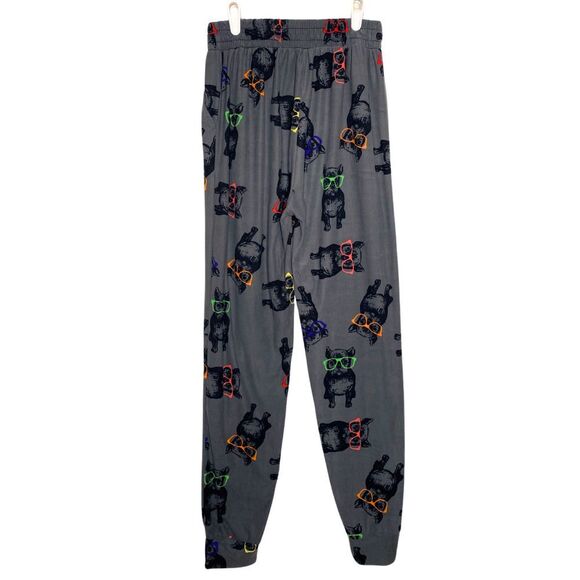 No Brand Pants - French Bulldog High Waist Graphic Soft Joggers Gray Medium Loungewear PJ Pants